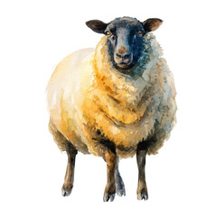 Sheep in watercolor style, vector illustration, isolated on white background.