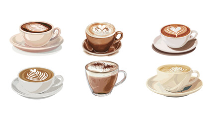 Cut Cappuccino Coffee Cup &mdash; Minimal Vector Illustration