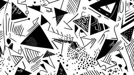 Abstract black and white geometric shapes seamless pattern background