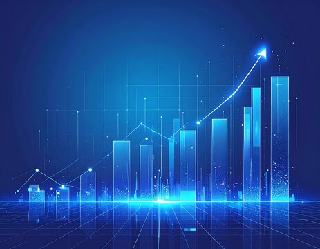 Digital business chart showing data analysis and financial growth