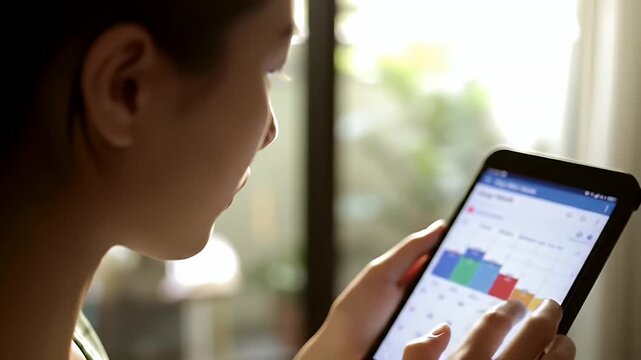 Woman Uses Digital Tablet. - Powered by Adobe