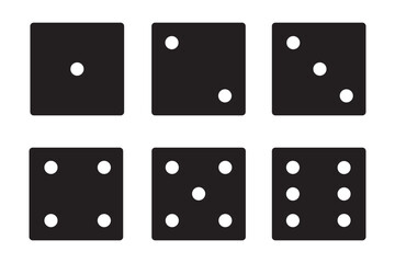 Game dice icon set. Dice square icon set with six-sided dice designs. A complete vector illustration of classic casino and board game dice for gaming and entertainment visuals.