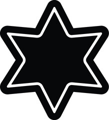 Black sixpointed star with a white border, a classic symbol often associated with various cultures and beliefs