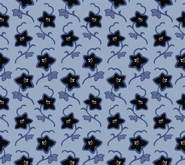 Japanese Cute Star Flower Vector Seamless Pattern