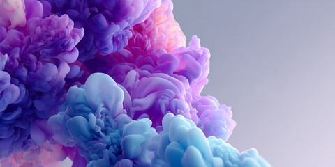 Obraz premium Soft abstract colorful smoke cloud with flowing pink and purple gradient. Dynamic fluid shape movement concept for modern background design.