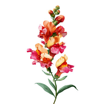 Snapdragon Flower in watercolor painting style, vector illustration on white background.