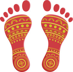 a pair of red footprints
