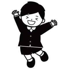 大喜びで跳ねる男の子