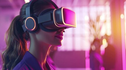 Business team using virtual reality headsets for collaboration in a modern office --ar 16:9 --stylize 250 --v 6.1 Job ID: c55340c5-9a1a-4bd7-b35a-a42b474d6bae - Powered by Adobe