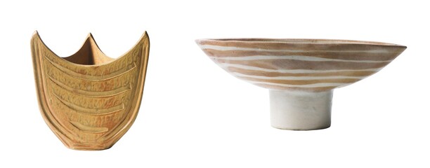 Artistic pottery display gallery sculpture bright environment close-up view creativity