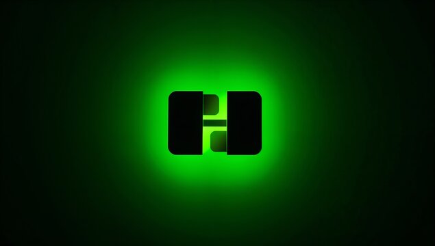 Dynamic letter H logo design with glowing green light effect for technology brand, modern gaming icon, or innovative startup identity - Powered by Adobe