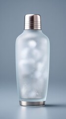 Naklejka premium Frosted glass cocktail shaker with stainless steel finish