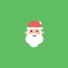 Simple flat icon illustration of santa claus face against bright green
