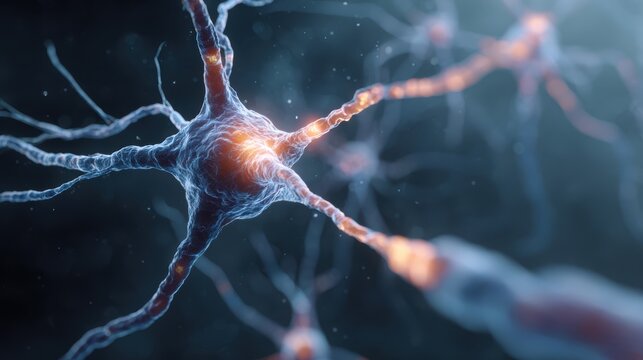 Close-up of a neuron cell, showing the intricate details of the nervous system