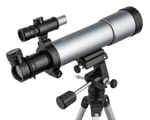 A portable compact travel telescope in a folded position, presented from a top-down m