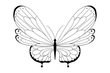 Celestial moth, butterfly line magic mystical tattoo. Universe wing moth. Celestial occult moon sketch. Line animal drawing design. Esoteric totem boho insect with space wings.