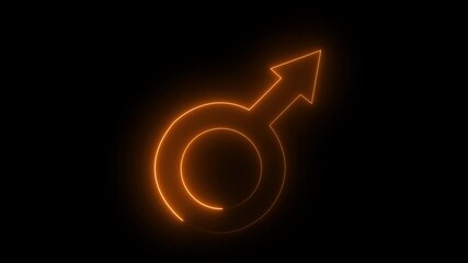 Neon male logo icon symbol on black background. Animated male gender symbol icon. male sign of gender equality icon.4k video. - Powered by Adobe