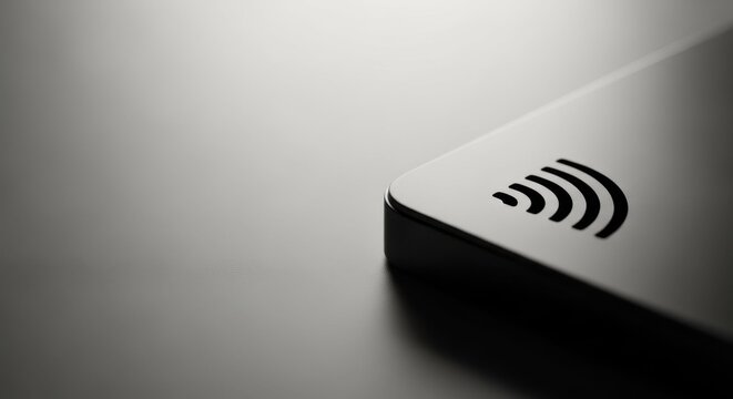 Close up of contactless payment device displaying NFC symbol, demonstrating Bluetooth enabled transactions. Contactless payment is becoming standard for quick, secure payments,