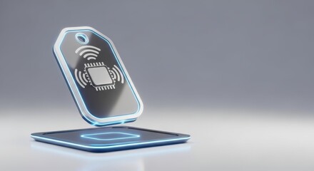Depiction of technology with Bluetooth, NFC, and RFID, a contemporary interface of data transmission. RFID technology incorporates sleek design and futuristic styling,