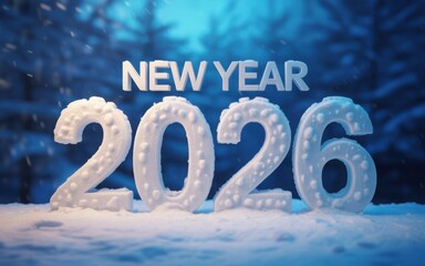 New year 2026 in snow illustration