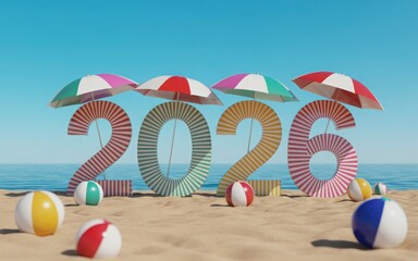 2026 summer beach holiday illustration