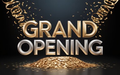 Grand opening celebration with confetti illustration