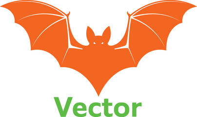 Stylized black bat vector silhouette with spread wings, perfect for Halloween designs, logos, spooky branding, and holiday decorations.