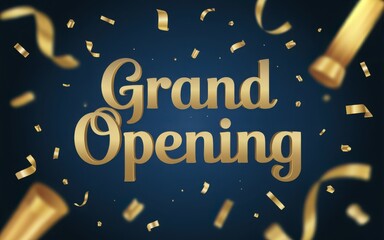 Grand opening celebration with gold confetti illustration