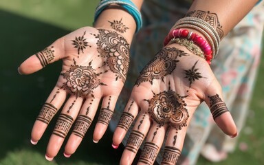 Henna hand art design illustration