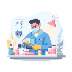 Scientist in Lab Performing Medical Research Experiment