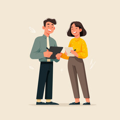 Two people reviewing a contract and signing an agreement