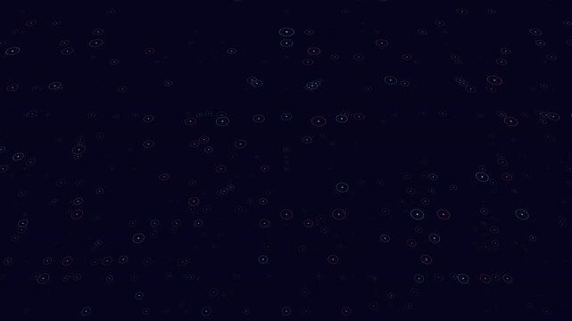 Chaotic pattern of small red dots on a black background, some forming a larger circle at the center. The irregular spacing creates a sense of randomness and disorder