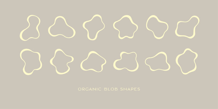 Amorphous organic blob shapes with soft wavy contours in a minimalist abstract style. Refined collage elements for branding, logo design, packaging, and modern graphic layouts.