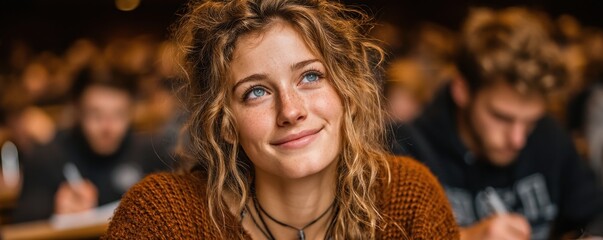 A thoughtful student in a classroom setting during a learning session