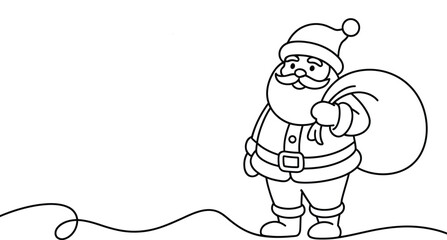 Santa claus with sack line art Vector