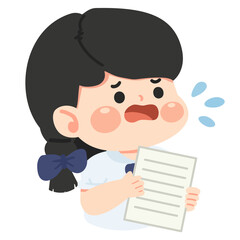 Illustration of Girl Anxious About School Work