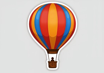 Fototapeta premium Colorful Hot Air Balloon Sticker Isolated on a White Background.