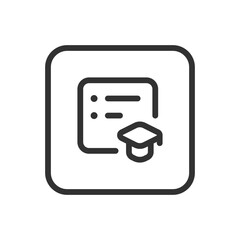 School, Learning List Task Graduate Hat line icon &ndash; checklist with graduation cap outline for course completion, academic goals, student achievement UI