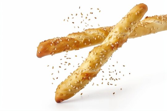 Crispy Sesame Breadsticks Delight Golden Baked Goods Appetizing Treats on transparent background