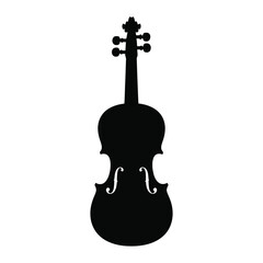 Black silhouette of a violin on a white background