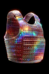 Transparent futuristic vest with colorful glowing light