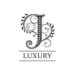 Elegant monogram j with floral embellishments and luxury text
