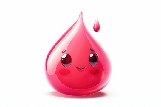 Kawaii Waterdrop Character Illustration Adorable Red Water Drop with Cute on transparent background
