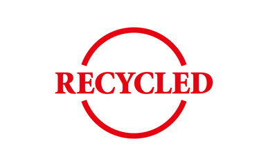 RECYCLED - Red Rubber Stamp with text RECYCLED
