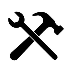Tools Icon Set Hammer Wrench Symbol on White.