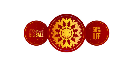 Luxury Christmas Offer Banner with Golden Mandala Circle and Festive Red Gradient Background