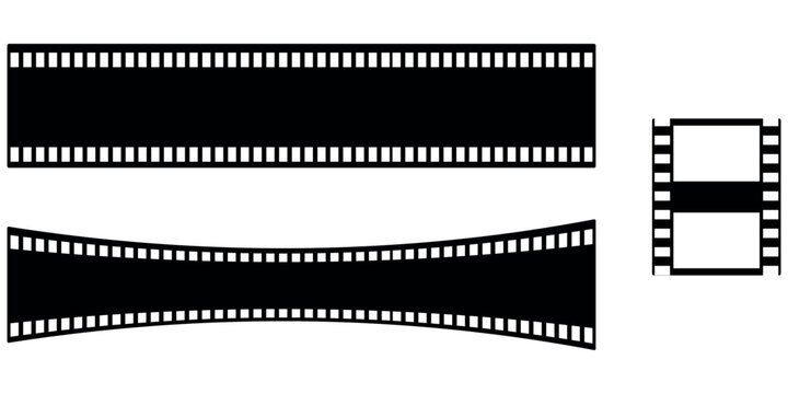 Classic film strip border with four blank frames ready for content insertion cinematic vintage media reel vector