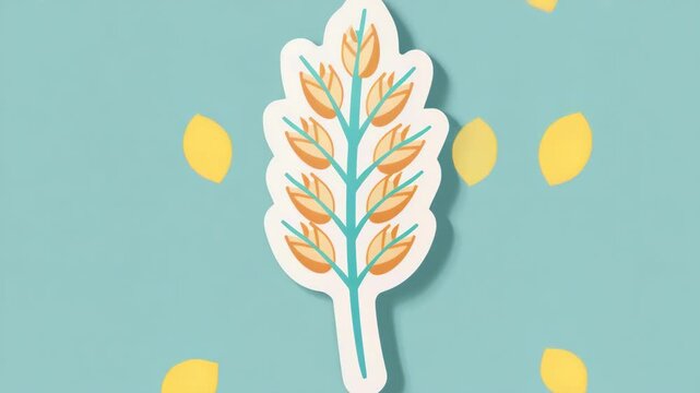 A graphic of a wheat sheaf in orange and yellow tones against a light blue backdrop.