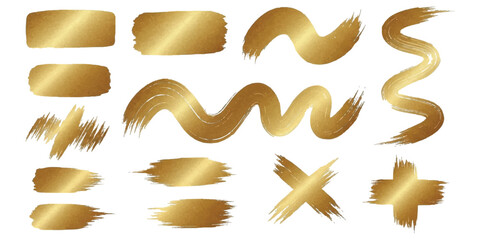 Golden brush stroke collection: metallic textured elements for design projects