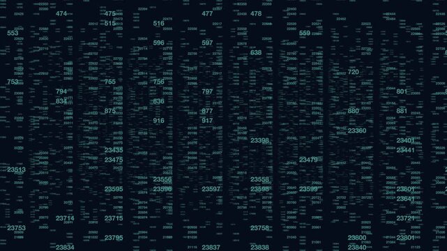 Symmetrical grid pattern with numbers on a black background; each row and column contains unique combinations, creating a visually intriguing and repeating design